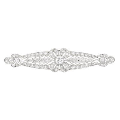 Lot 3057 - Edwardian Platinum and Diamond Bar Pin