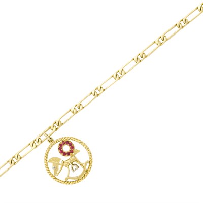 Lot 3210 - Gold, Ruby and Diamond Charm Bracelet, Van Cleef & Arpels