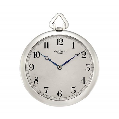 Lot 97 - Art Deco Platinum Open Face Dress Watch, Cartier, Paris