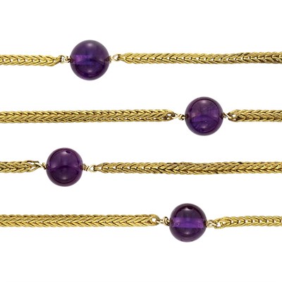 Lot 3184 - Long Antique Amethyst Bead Chain Necklace