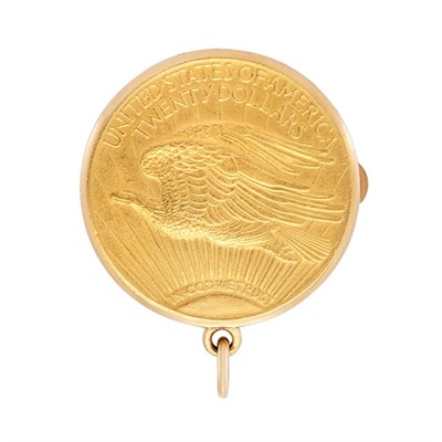 Lot 3116 - Gold and Twenty Dollar Gold Coin Pendant-Watch, Juvenia