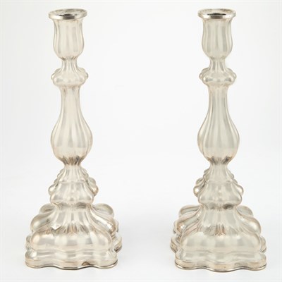 Lot 371 - Pair of Continental Silver Candlesticks R....