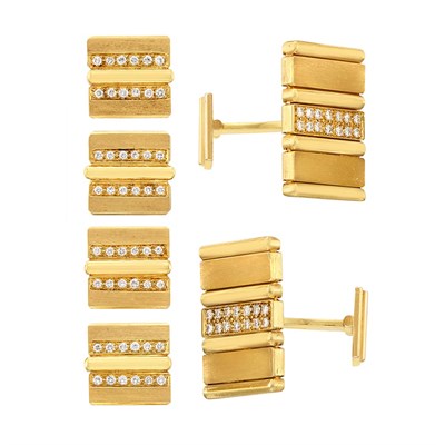 Lot 3135 - Gold and Diamond Dress Set