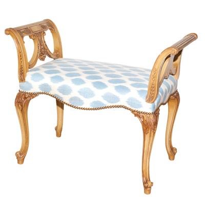 Lot 197 - Louis XV Style Gold Painted Upholstered Window...