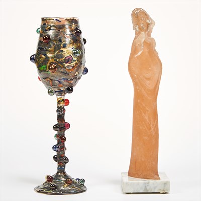 Lot 233 - Flame Work and Mottled Green and Brown Glass...