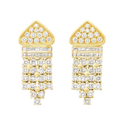 Lot 3415 - Pair of Gold and Diamond Pendant-Earclips, Van Cleef & Arpels, France