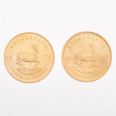 Lot 1170 - South Africa Two Gold Krugerrands Two...