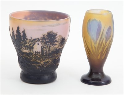 Lot 223 - Gallé Acid Etched Tricolor Cameo Glass Crocus...