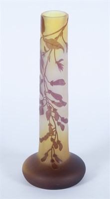 Lot 235 - Gallé Acid Etched Tricolor Cameo Glass Vase...