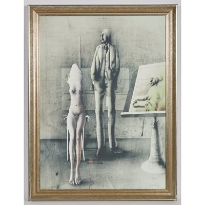 Lot 131 - Paul Wunderlich ATELIERSZENE Color lithograph,...