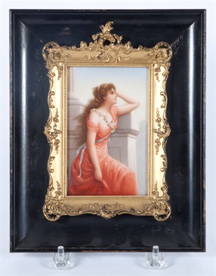 Lot 402 - Continental Painted Porcelain Plaque of a...