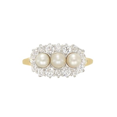 Lot 3058 - Antique Gold, Platinum, Pearl and Diamond Ring, Bailey, Banks & Biddle