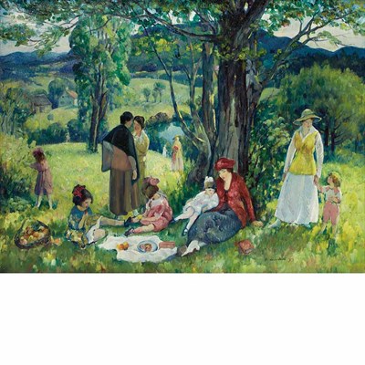 Lot 75 - Leon Kroll American, 1884-1974 The Picnic...