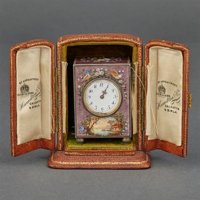 Lot 692 - Swiss Gilt and Guilloche Enameled Silver...