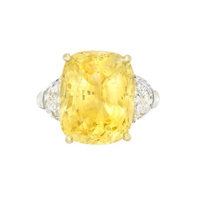 Lot 162 - Platinum, Gold, Yellow Sapphire and Diamond Ring
