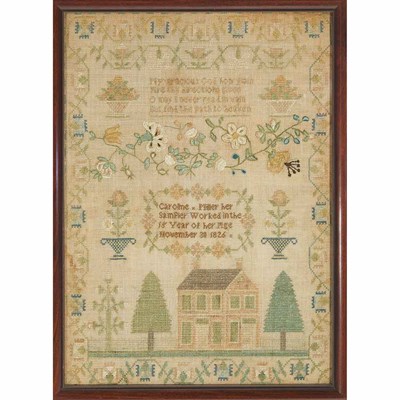Lot 197 - American Needlework Sampler Worked by Caroline...