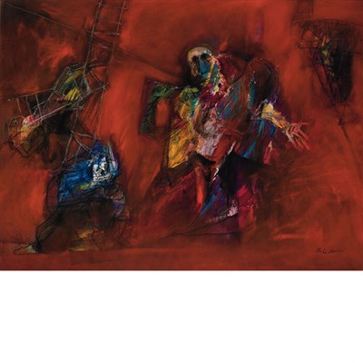 Lot 101 - Ramon Oviedo Dominican, b. 1927 Escena en Rojo...