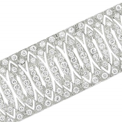 Lot 480 - Wide Platinum and Diamond Bracelet, E. Kochert, Vienna