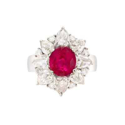 Lot 342 - White Gold, Ruby and Diamond Ring
