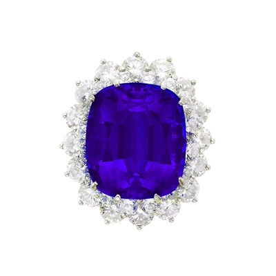 Lot 156 - Platinum, Tanzanite and Diamond Ring, Tiffany & Co.