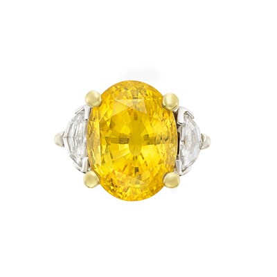 Lot 153 - White Gold, Yellow Sapphire and Diamond Ring