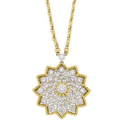 Lot 217 - Two-Color Gold and Diamond Pendant-Necklace, Mario Buccellati