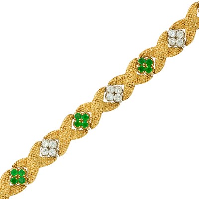 Lot 288 - Gold, Diamond and Emerald Bracelet
