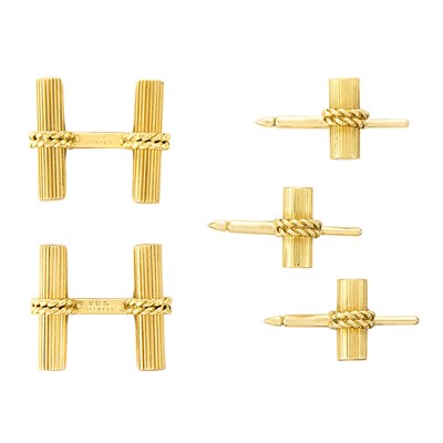 Lot 3131 - Gold and Hardstone Dress Set, Van Cleef & Arpels