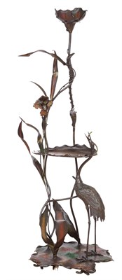 Lot 175 - Art Nouveau Style Patinated-Bronze Floor Lamp...