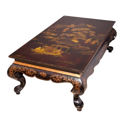 Lot 380 - Chinoiserie Decorated Black Lacquered Low...