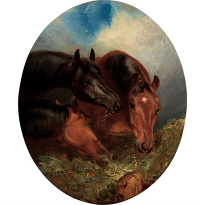 Lot 120 - Henry Barraud British, 1811-1874 Three Horses...