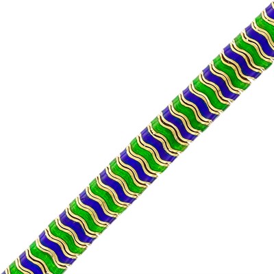 Lot 3095 - Gold and Blue and Green Enamel Bracelet, Tiffany & Co.