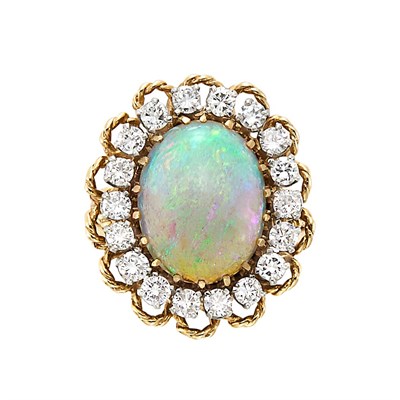 Lot 3031 - Gold, Opal and Diamond Ring