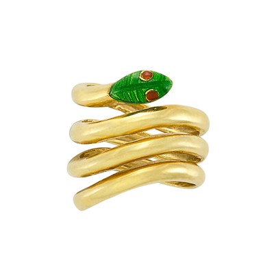 Lot 3038 - Gold and Enamel Snake Ring, Tiffany & Co.