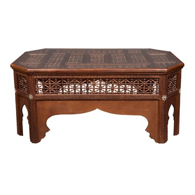 Lot 408 - Moorish Carved Wood and Spindle Low Table...