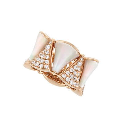 Lot 261 - Rose Gold, Mother-of-Pearl and Diamond 'Diva' Band Ring, Bulgari