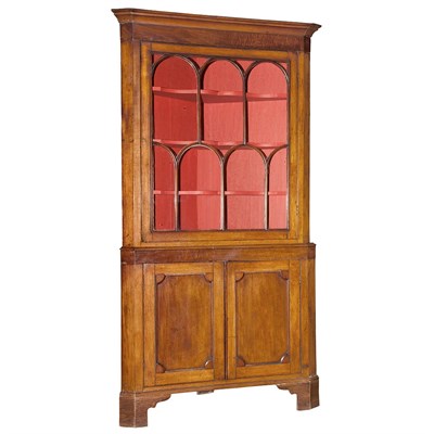 Lot 162 - George III Style Oak Corner Cupboard In two...
