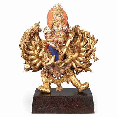 Lot 61 - Tibetan Gilt-Bronze Yamantaka Posed in a...