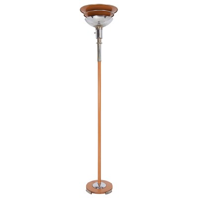 Lot 345 - Art Deco Floor Lamp Chromed and enameled metal...
