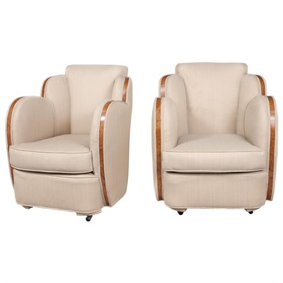 Lot 286 - Pair of Art Deco Club Chairs Burrwood and...