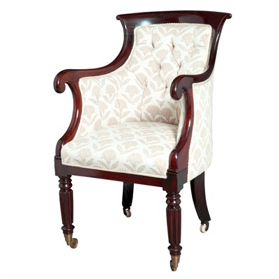 Lot 421 - William IV Style Upholstered Mahogany Armchair