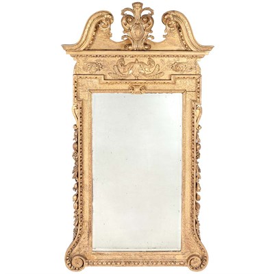 Lot 605 - George II Giltwood Pier Mirror The swan's neck...