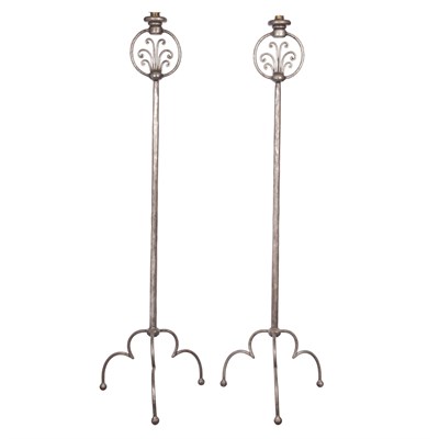 Lot 206 - Pair of Art Deco Style Silvered-Metal Floor...
