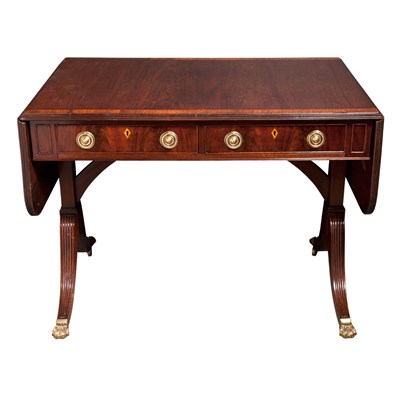 Lot 396 - Regency Style Banded Mahogany Sofa Table...