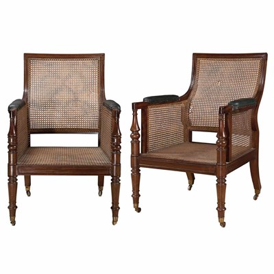 Lot 457 - Assembled Pair of Regency Mahogany Caned...
