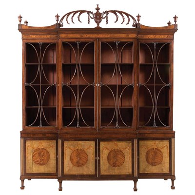 Lot 635 - George III Mahogany and Marquetry Breakfront...
