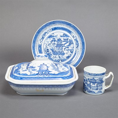 Lot 199 - Group of Canton Blue and White Porcelain...