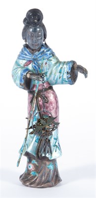 Lot 349 - Asian Enamel Figure of a Woman Height 7 inches.