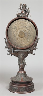 Lot 169 - Japanese Bronze Drum with Three Bells Height...