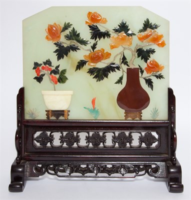 Lot 355 - Chinese Embellished Hardstone Table Screen...